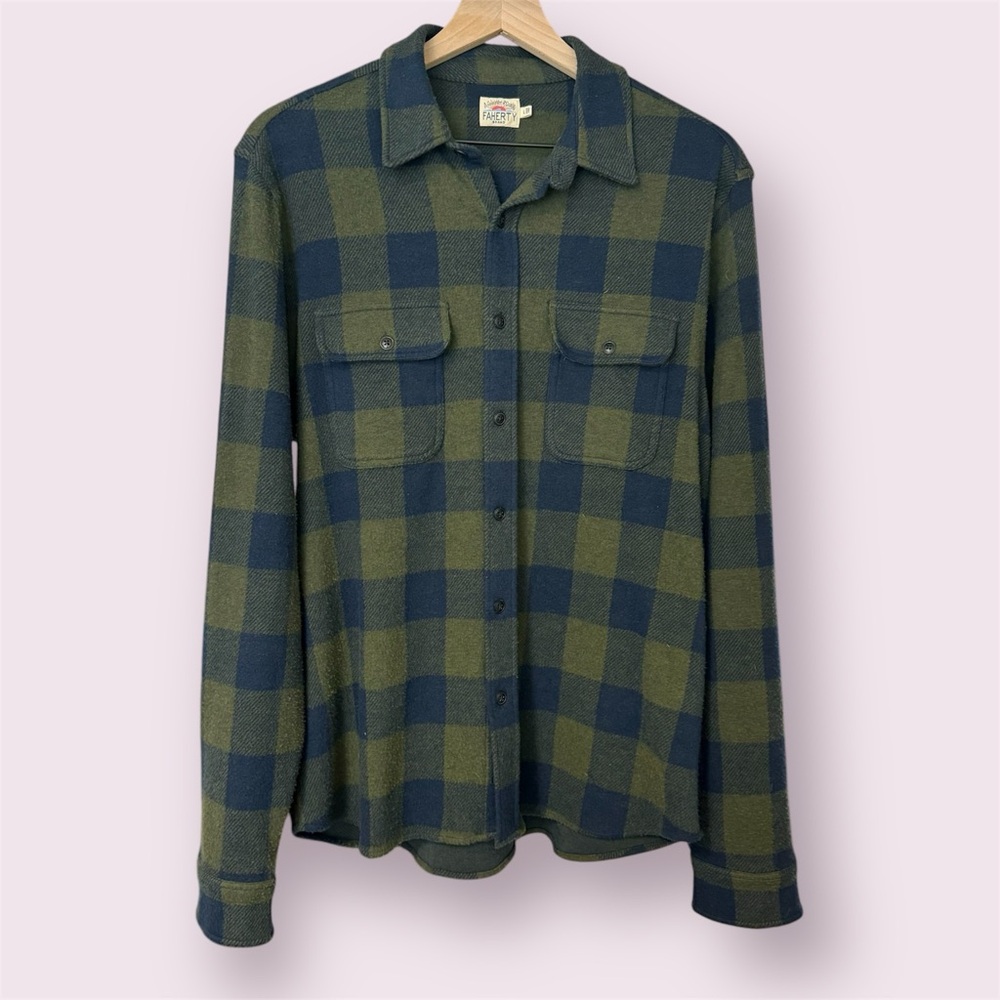 Faherty Legend Green and Blue Plaid Shirt